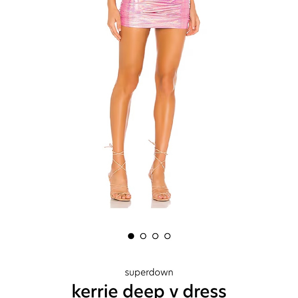 Superdown Kerrie Deep v Dress REVOLVE Pink Metallic Dress - Picture 2 of 9